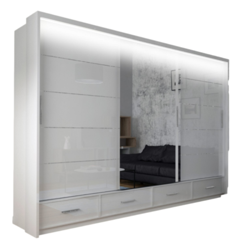 Szafa przesuwna Onyx z lustrem i oświetleniem LED 253cm