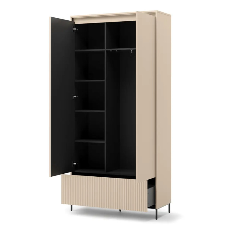 Szafa dwudrzwiowa Trend TG-02 Lenart Meble beż piaskowy/czarny