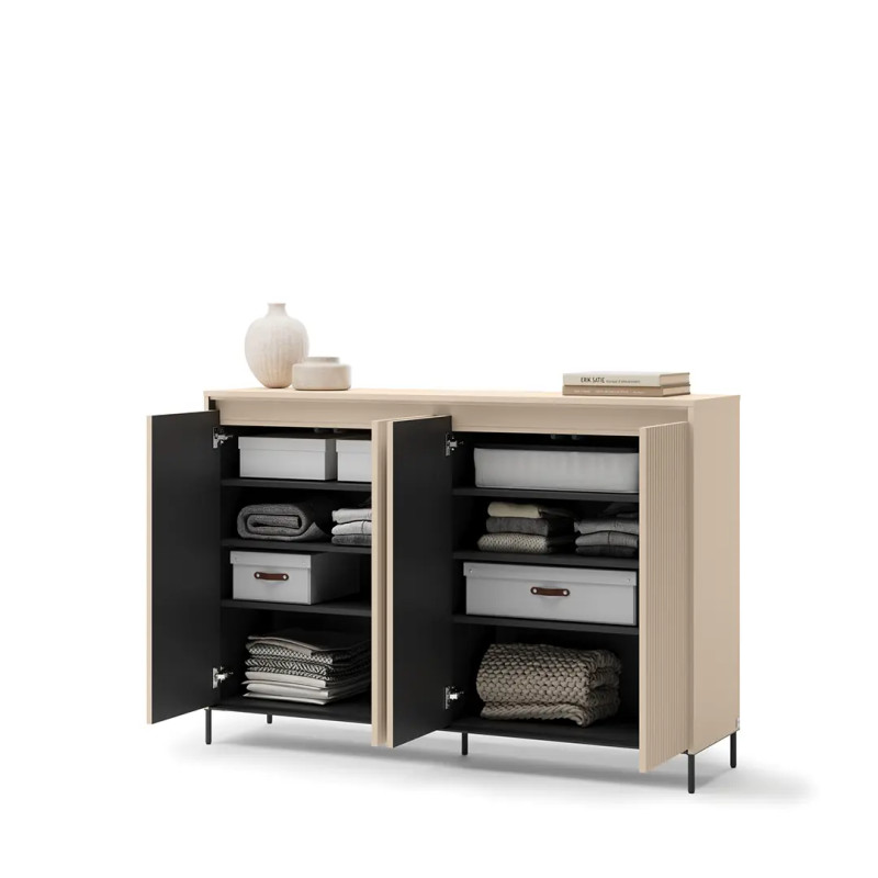 Komoda Trend TG-04 Lenart Meble beż piaskowy/czarny