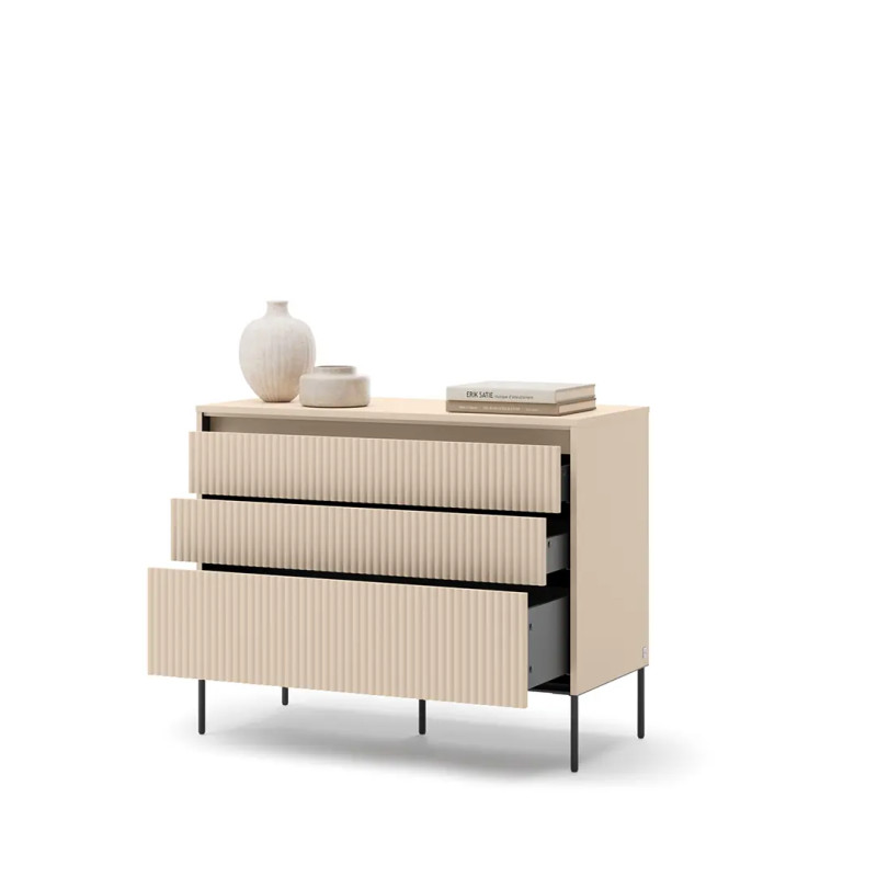 Komoda z szufladami Trend TS-05 Lenart Meble beż piaskowy/czarny