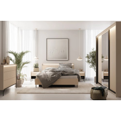 Komoda z szufladami Trend TS-06 Lenart Meble beż piaskowy/czarny