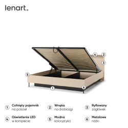 Łóżko 180x200 Trend TS-03 Lenart Meble beż piaskowy/czarny