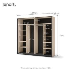 Szafa przesuwna 220cm EN-01 Lenart Meble beż/czarny