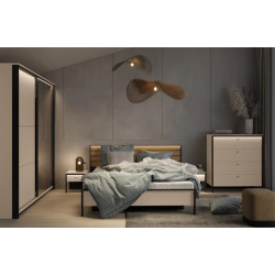 Szafa przesuwna 220cm EN-01 Lenart Meble beż/czarny Szafa przesuwna 220cm EN-01 Lenart Meble beż/czarny