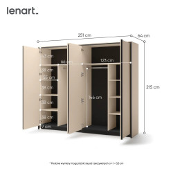 Pojemna szafa 250cm EN-06 Lenart Meble beż/czarny Pojemna szafa 250cm EN-06 Lenart Meble beż/czarny
