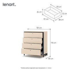 Komoda z szufladami EN-03 Lenart Meble beż/czarny