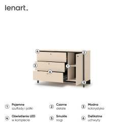 Komoda z szufladami EN-04 Lenart Meble beż/czarny