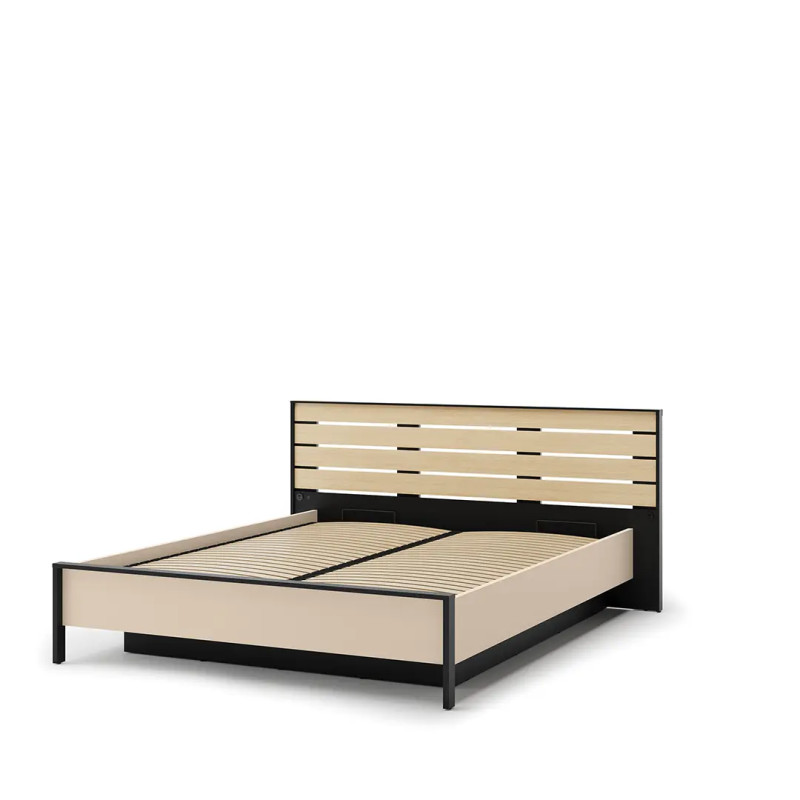 Łóżko Enna 160x200 EN-02 Lenart Meble beż/czarny