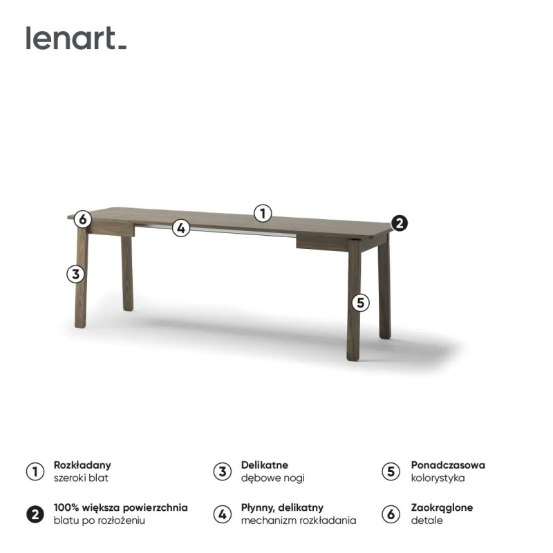 Stół rozkładany 104-224 Plot PT-02 Lenart Dąb Ciemny