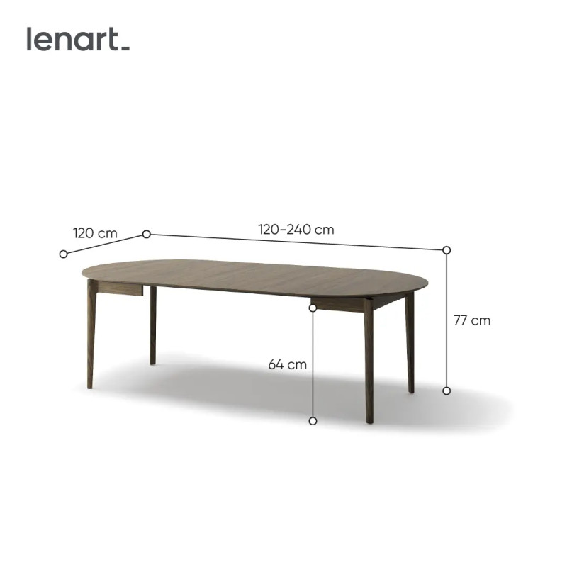 Okrągły stół rozkładany 120-240 Plot PT-04 Lenart Dąb Ciemny