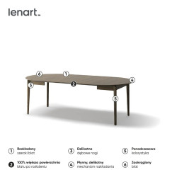 Okrągły stół rozkładany 120-240 Plot PT-04 Lenart Dąb Ciemny