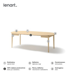 Okrągły stół rozkładany 120-240 Plot PT-04 Lenart Dąb Jasny