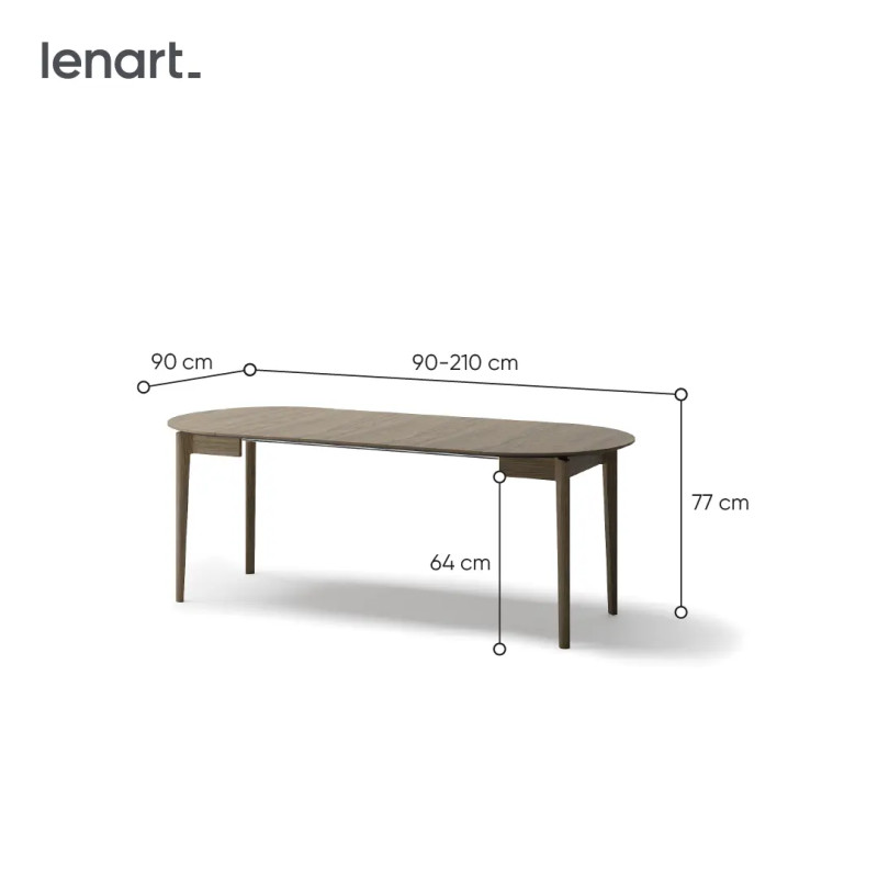 Okrągły stół rozkładany 90-210 Plot PT-05 Lenart Dąb Ciemny