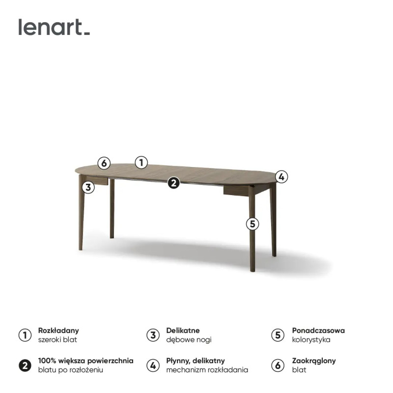 Okrągły stół rozkładany 90-210 Plot PT-05 Lenart Dąb Ciemny