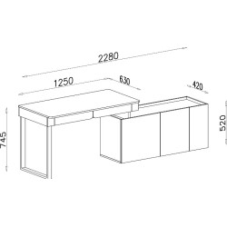Nowoczesne biurko z komodą z kolekcji Luca beż piaskowy/dąb