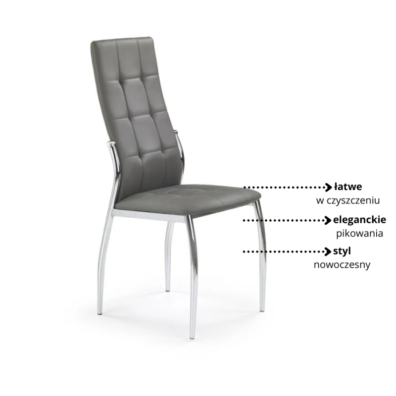 Krzesło Tapicerowane do Jadalni Venetia Szare Ekoskóra