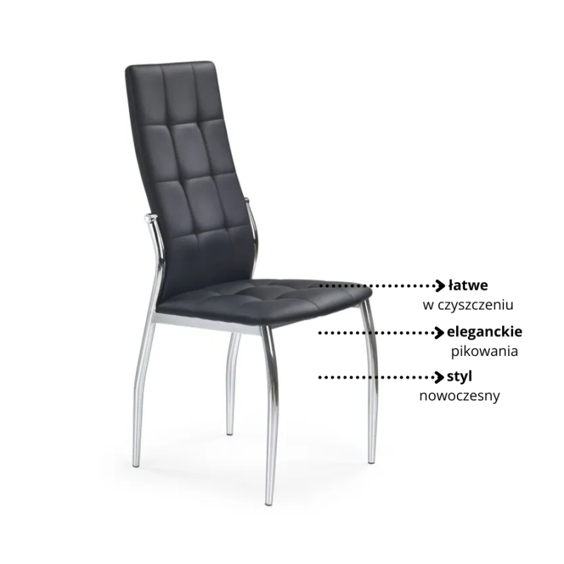 Krzesło Tapicerowane do Jadalni Venetia Czarny Ekoskóra