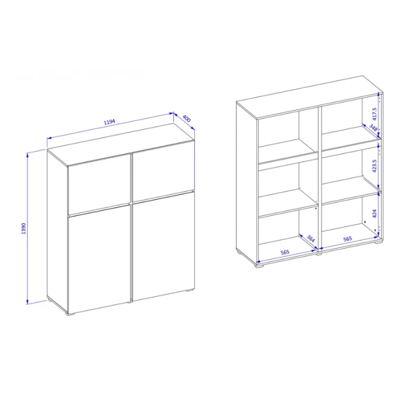 Wysoka komoda Cross biały/czarny