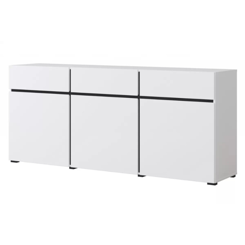 Nowoczesna komoda z trzema szufladami Cross 43 biały/czarny Nowoczesna komoda z trzema szufladami Cross 43 biały/czarny