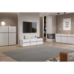 Nowoczesna komoda z trzema szufladami Cross 43 biały/czarny Nowoczesna komoda z trzema szufladami Cross 43 biały/czarny