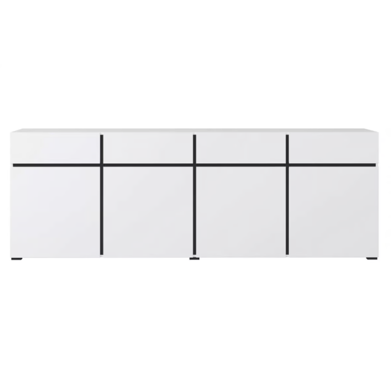 Nowoczesna komoda z czterema szufladami Cross 25 biały/czarny