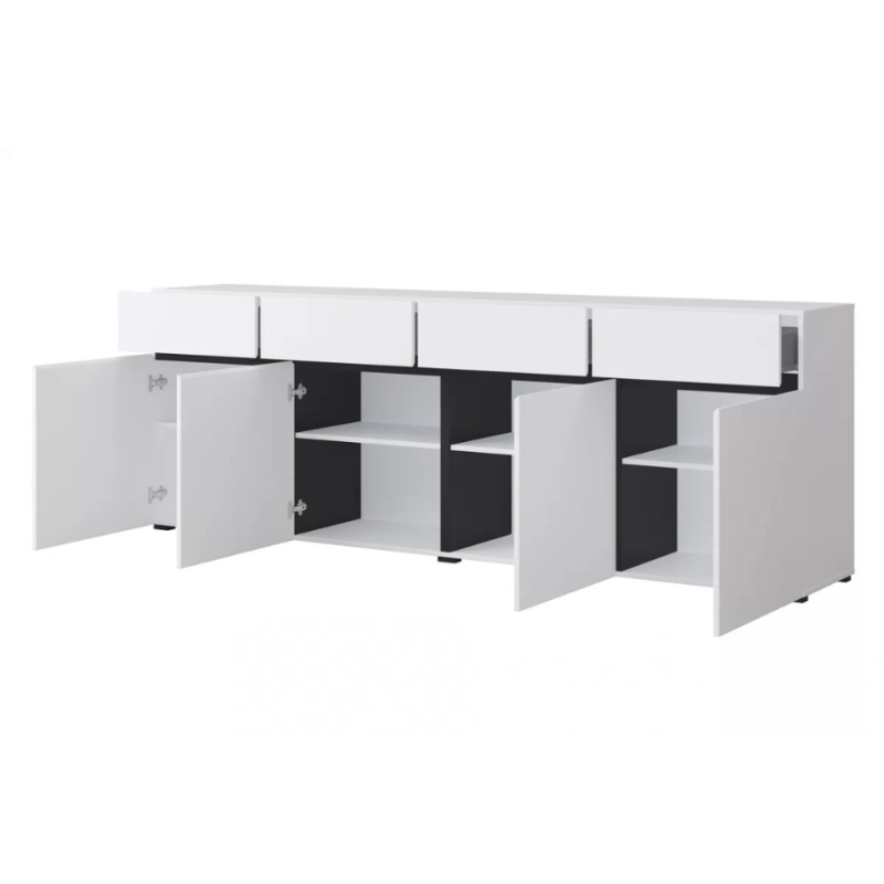 Nowoczesna komoda z czterema szufladami Cross 25 biały/czarny