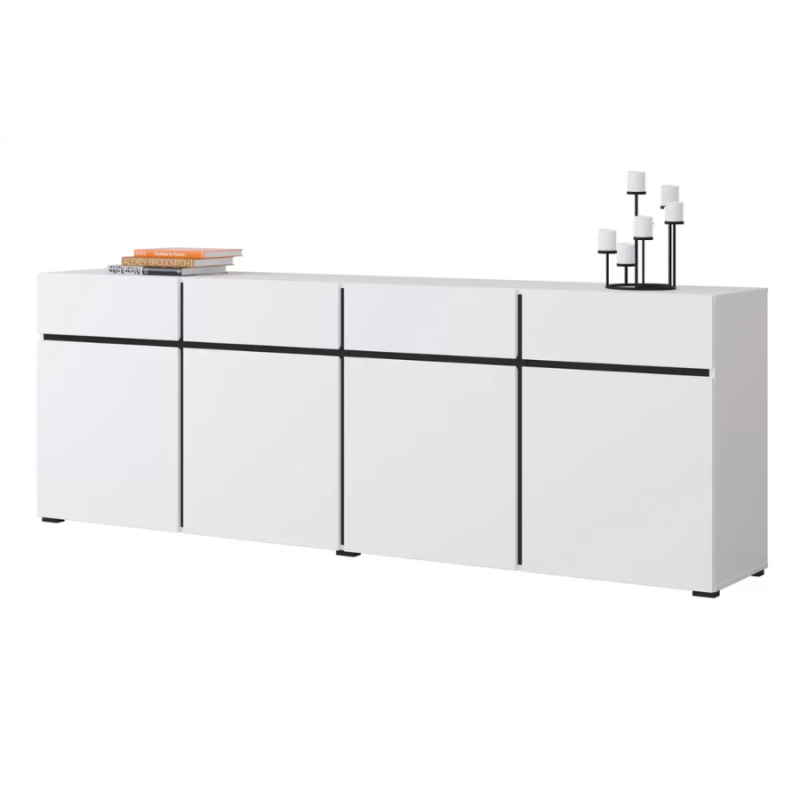 Nowoczesna komoda z czterema szufladami Cross 25 biały/czarny