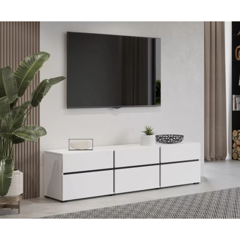 Szafka RTV z trzeba szufladami Cross 41 biały/czarny