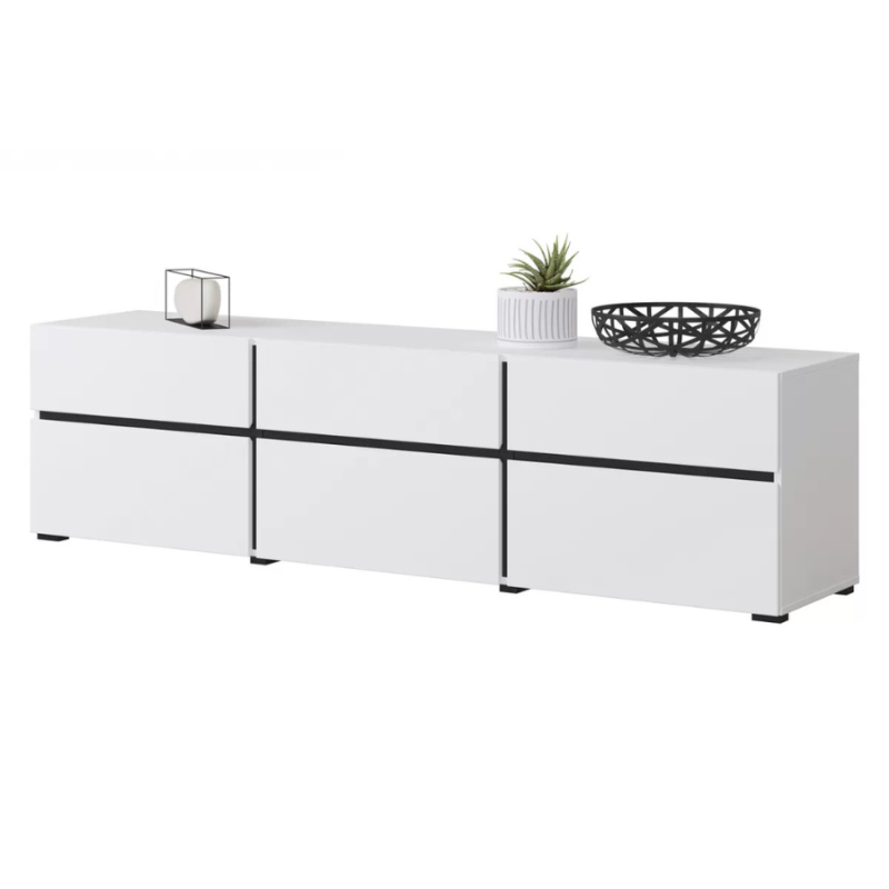 Szafka RTV z trzeba szufladami Cross 41 biały/czarny