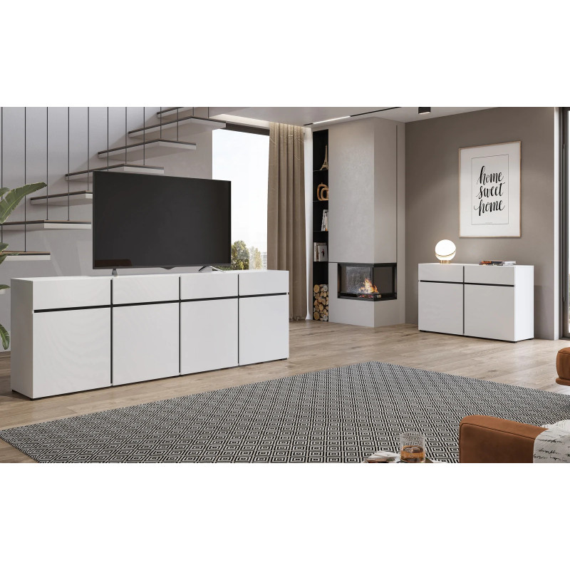 Wysoka komoda Cross 76 biały/czarny