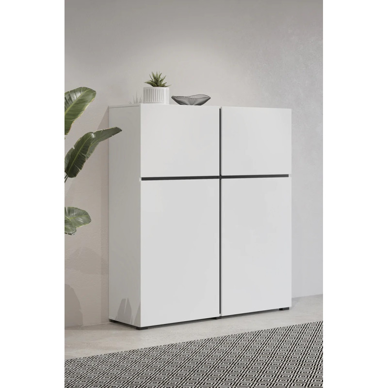 Wysoka komoda Cross 76 biały/czarny