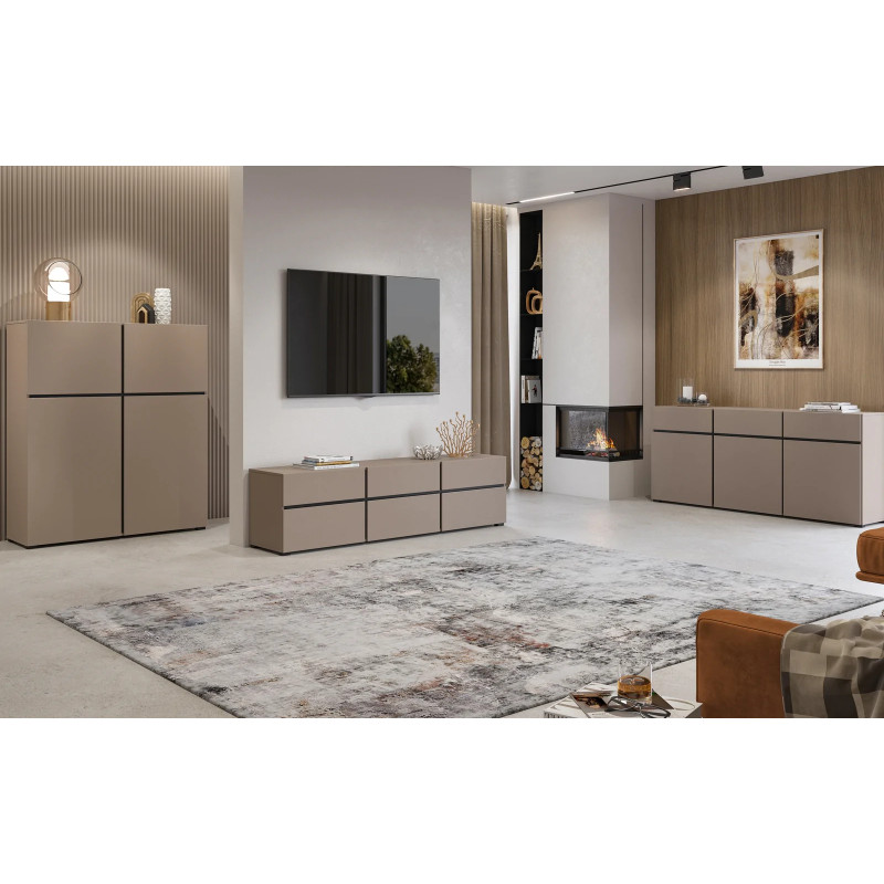 Nowoczesna komoda z czterema szufladami Cross 25 congo/czarny