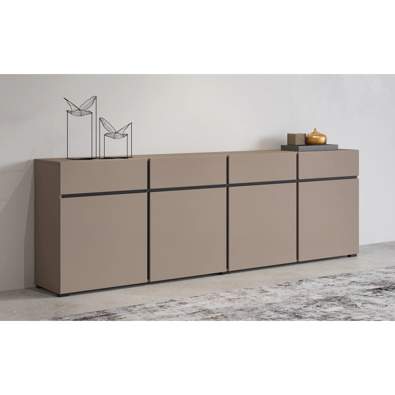 Nowoczesna komoda z czterema szufladami Cross 25 congo/czarny