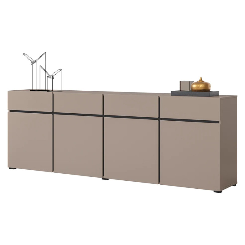 Nowoczesna komoda z czterema szufladami Cross 25 congo/czarny