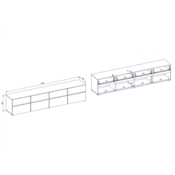 Szafka RTV z czterema szufladami Cross 40 biały/czarny Szafka RTV z czterema szufladami Cross 40 biały/czarny