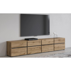 Szafka RTV z czterema szufladami Cross 40 dąb wotan/czarny Szafka RTV z czterema szufladami Cross 40 dąb wotan/czarny