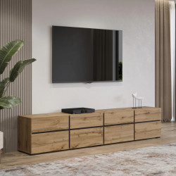 Szafka RTV z czterema szufladami Cross 40 dąb wotan/czarny Szafka RTV z czterema szufladami Cross 40 dąb wotan/czarny