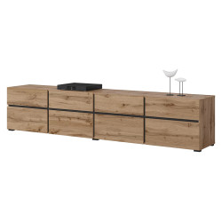 Szafka RTV z czterema szufladami Cross 40 dąb wotan/czarny Szafka RTV z czterema szufladami Cross 40 dąb wotan/czarny