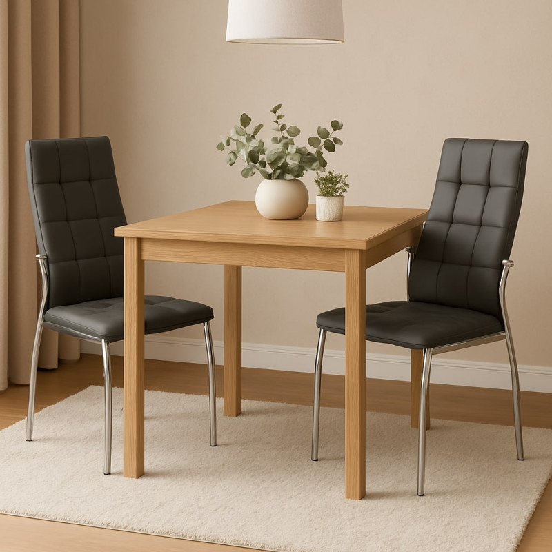 Krzesło Tapicerowane do Jadalni Venetia Szare Ekoskóra