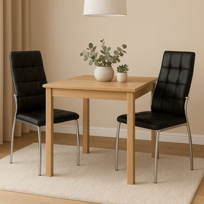 Krzesło Tapicerowane do Jadalni Venetia Czarny Ekoskóra