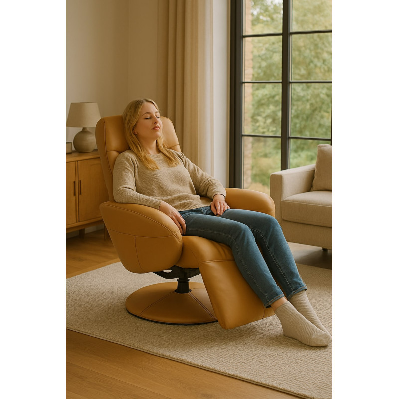 Rozkładany fotel wypoczynkowy Quill z podnóżkiem beżowy