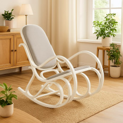 Fotel bujany Glacier popielaty z białymi nogami