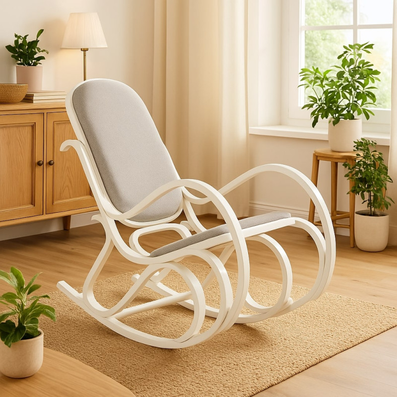 Fotel bujany Glacier popielaty z białymi nogami