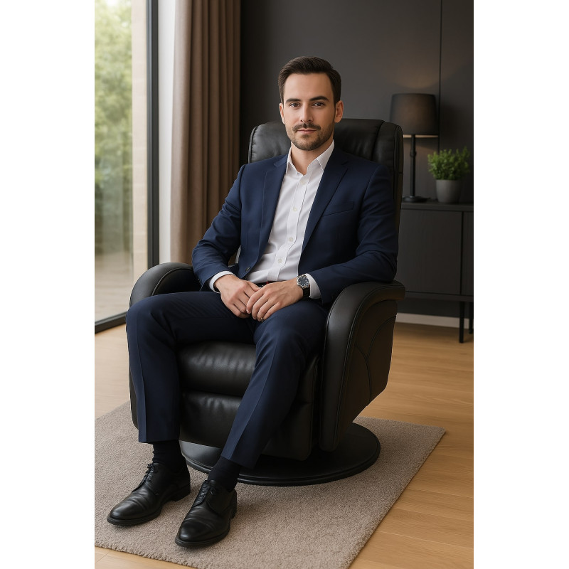 Masujący fotel Dune z podnóżkiem czarny