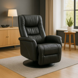 Masujący fotel Dune z podnóżkiem czarny