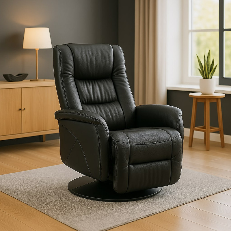 Masujący fotel Dune z podnóżkiem czarny