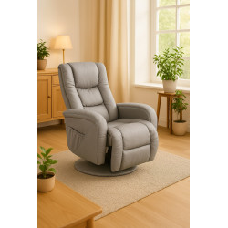 Masujący fotel Dune z podnóżkiem szary