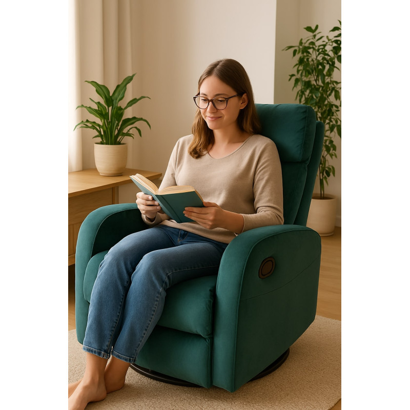 FOTEL ROZKŁADANY OLIMP VELVET ZIELONY BLUVEL 78