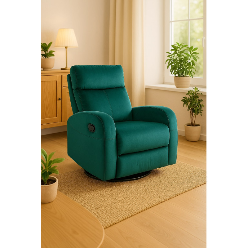 FOTEL ROZKŁADANY OLIMP VELVET ZIELONY BLUVEL 78