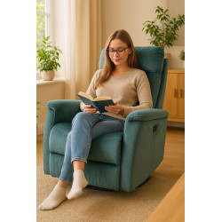 FOTEL ROZKŁADANY NEPTUN VELVET ZIELONY BLUVEL 78